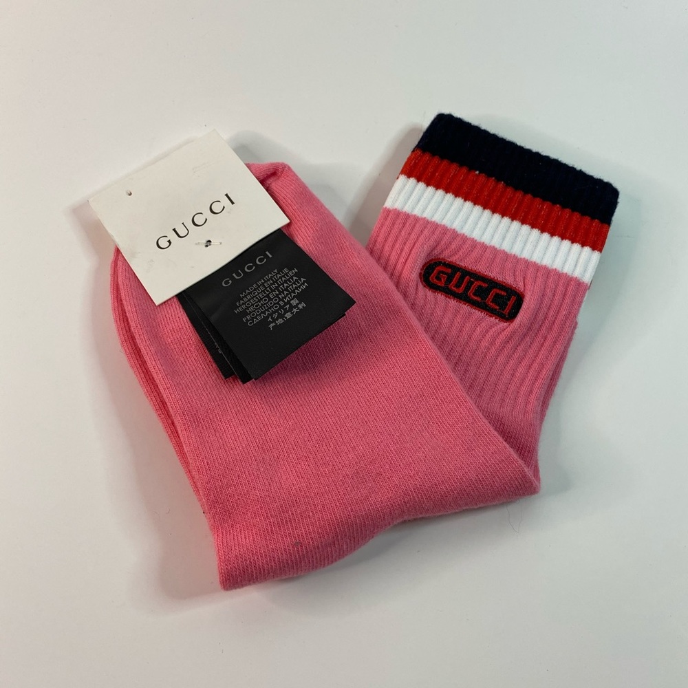 Gucci Unisex Pink logo socks